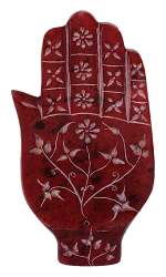 Red Hamsa Hand Stone Incense Burner